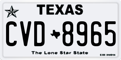 TX license plate CVD8965