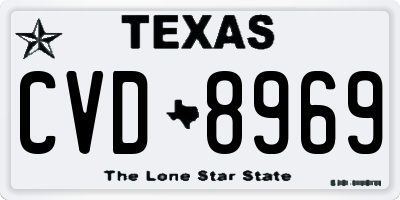 TX license plate CVD8969