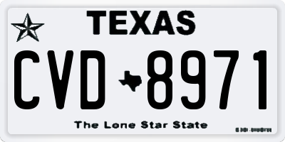 TX license plate CVD8971