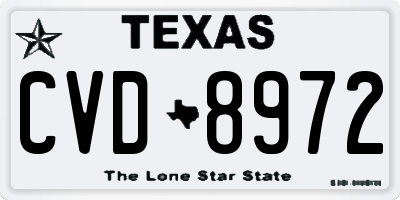 TX license plate CVD8972