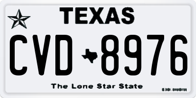 TX license plate CVD8976