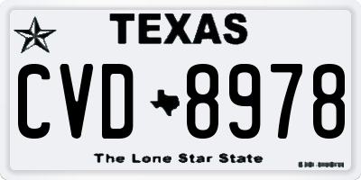 TX license plate CVD8978