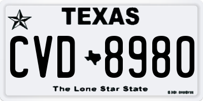 TX license plate CVD8980