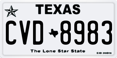 TX license plate CVD8983