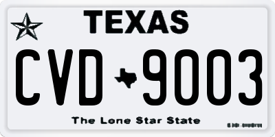 TX license plate CVD9003