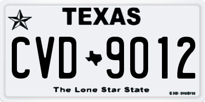 TX license plate CVD9012