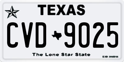 TX license plate CVD9025