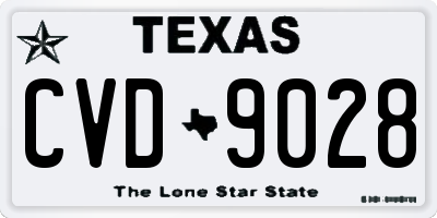 TX license plate CVD9028