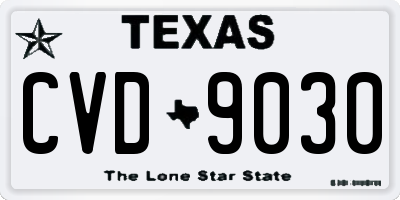 TX license plate CVD9030