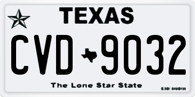 TX license plate CVD9032