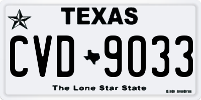 TX license plate CVD9033