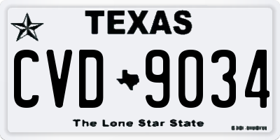 TX license plate CVD9034