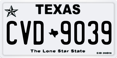 TX license plate CVD9039