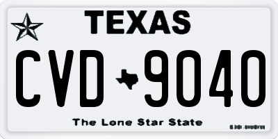TX license plate CVD9040