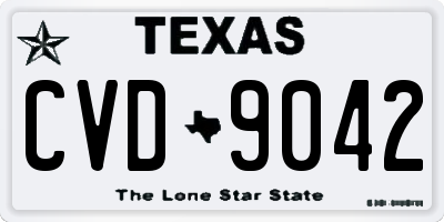 TX license plate CVD9042