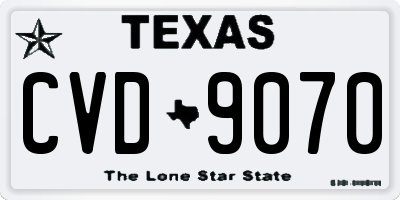 TX license plate CVD9070