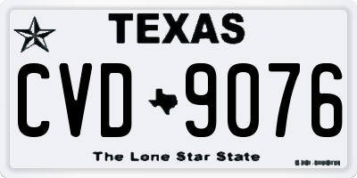 TX license plate CVD9076