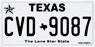 TX license plate CVD9087