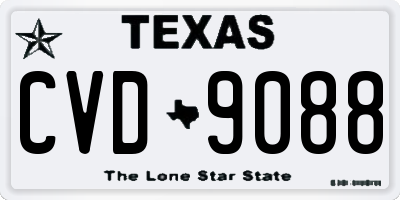 TX license plate CVD9088