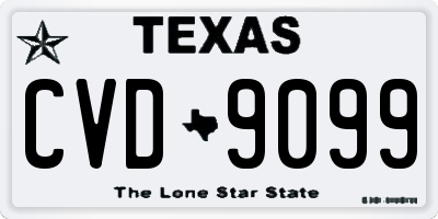TX license plate CVD9099