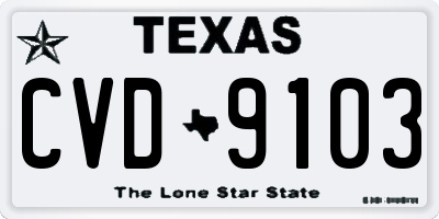 TX license plate CVD9103
