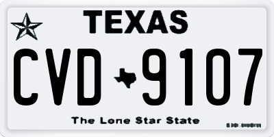 TX license plate CVD9107