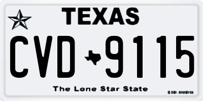 TX license plate CVD9115