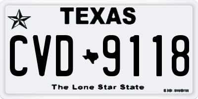 TX license plate CVD9118