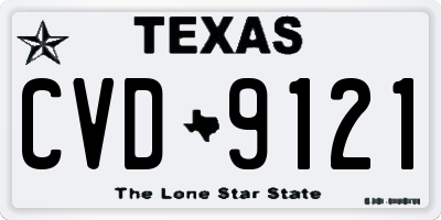 TX license plate CVD9121