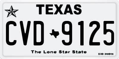 TX license plate CVD9125
