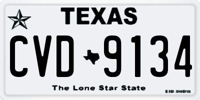 TX license plate CVD9134