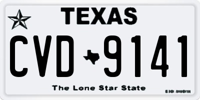 TX license plate CVD9141