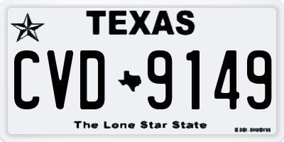 TX license plate CVD9149