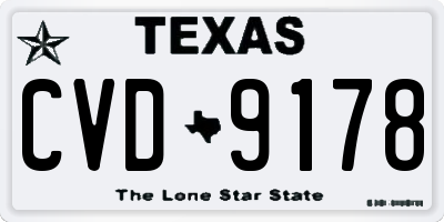 TX license plate CVD9178