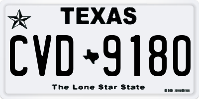 TX license plate CVD9180