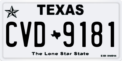 TX license plate CVD9181