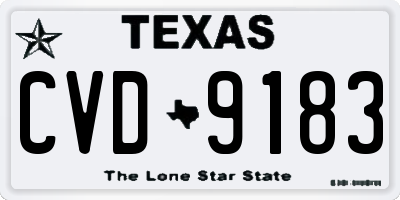 TX license plate CVD9183