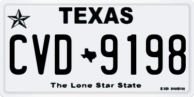 TX license plate CVD9198
