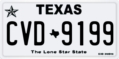 TX license plate CVD9199