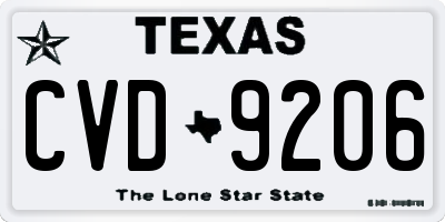 TX license plate CVD9206