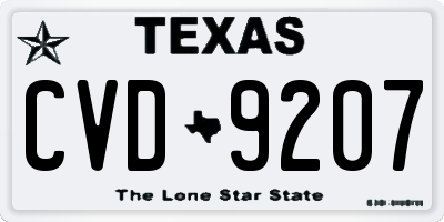 TX license plate CVD9207