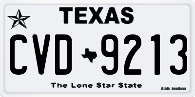 TX license plate CVD9213
