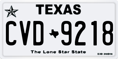 TX license plate CVD9218
