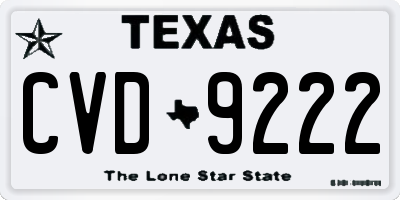 TX license plate CVD9222