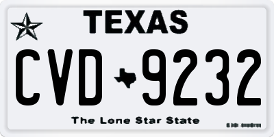 TX license plate CVD9232
