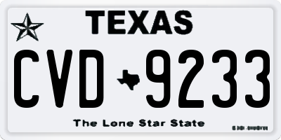 TX license plate CVD9233