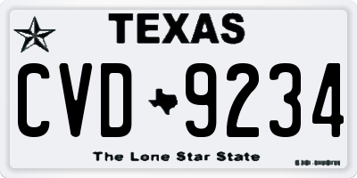 TX license plate CVD9234