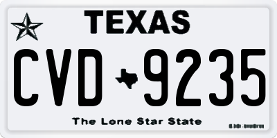 TX license plate CVD9235