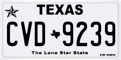 TX license plate CVD9239