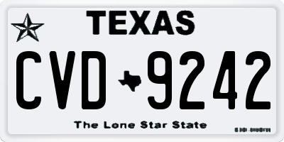 TX license plate CVD9242